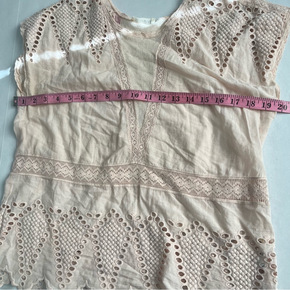 Ulla Johnson Pale Pink Maryse Blouse Size 6 100% Cotton Eyelet Boho Top - Picture 5 of 6